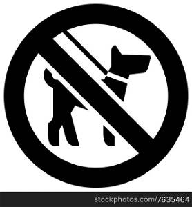 Not walk with a dog forbidden sign, modern round sticker