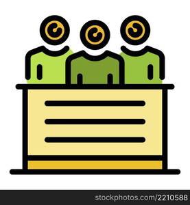 Notary agency team icon. Outline notary agency team vector icon color flat isolated. Notary agency team icon color outline vector