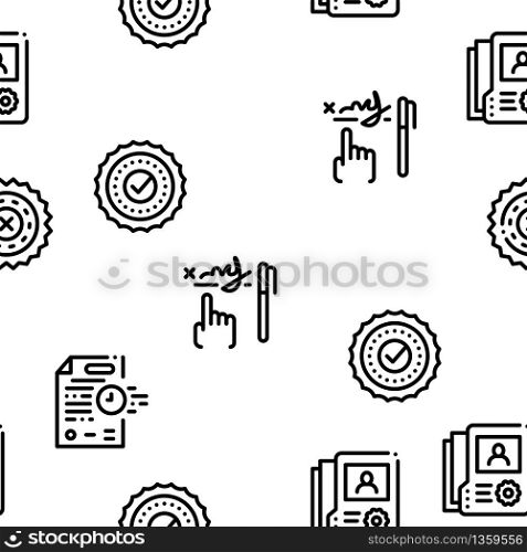 Notary Service Agency Seamless Pattern Vector Thin Line. Illustrations. Notary Service Agency Seamless Pattern Vector