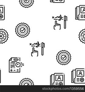 Notary Service Agency Seamless Pattern Vector Thin Line. Illustrations. Notary Service Agency Seamless Pattern Vector