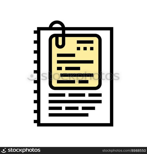 note document paper color icon vector. note document paper sign. isolated symbol illustration. note document paper color icon vector illustration