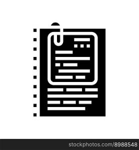 note document paper glyph icon vector. note document paper sign. isolated symbol illustration. note document paper glyph icon vector illustration