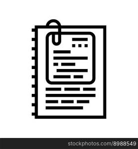 note document paper line icon vector. note document paper sign. isolated contour symbol black illustration. note document paper line icon vector illustration
