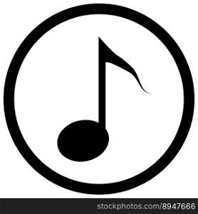 Note icon black. Music notes, and musical icon or symbol tune, outline tone. Vector flat design illustration. Note icon black