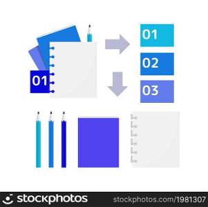 Note learning infographic chart design element set. Abstract vector symbols for infochart with blank copy spaces. Kit with shapes for instructional graphics. Visual data presentation. Note learning infographic chart design element set