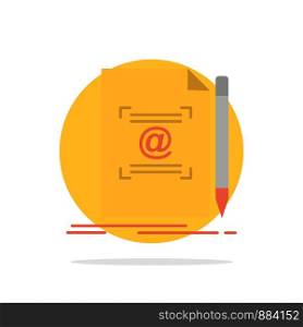 Note, Letter, Text, Mail, Create Abstract Circle Background Flat color Icon