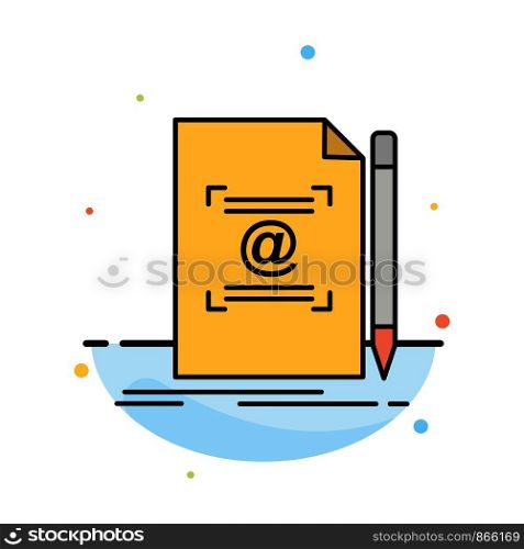 Note, Letter, Text, Mail, Create Abstract Flat Color Icon Template