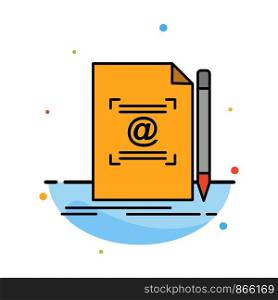 Note, Letter, Text, Mail, Create Abstract Flat Color Icon Template