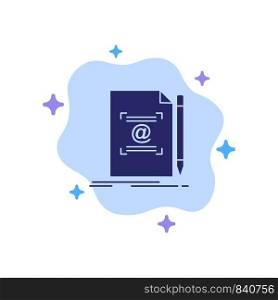 Note, Letter, Text, Mail, Create Blue Icon on Abstract Cloud Background