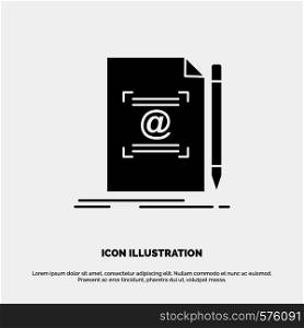 Note, Letter, Text, Mail, Create solid Glyph Icon vector
