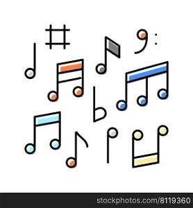 note music color icon vector. note music sign. isolated symbol illustration. note music color icon vector illustration