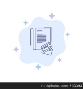 Note, Notebook, Cards, Credit, Blue Icon on Abstract Cloud Background