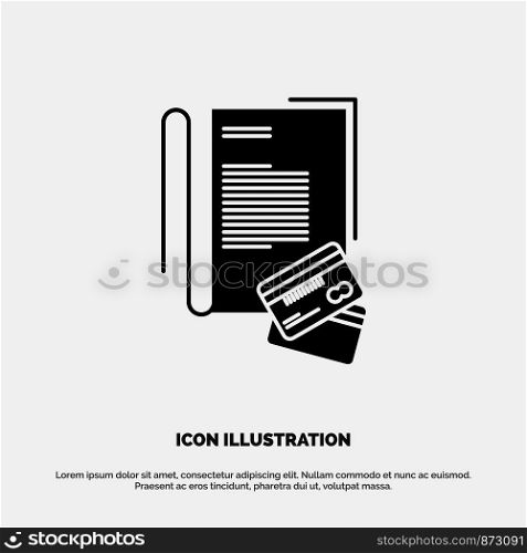 Note, Notebook, Cards, Credit, solid Glyph Icon vector