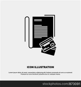 Note, Notebook, Cards, Credit, solid Glyph Icon vector