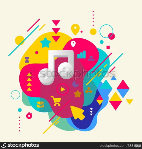 Note on abstract colorful spotted background with different elements. Flat design.