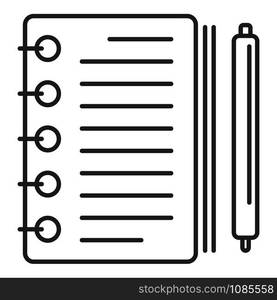 Note paper pencil icon. Outline note paper pencil vector icon for web design isolated on white background. Note paper pencil icon, outline style