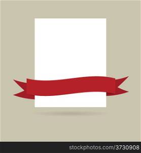 Note paper with red banner. Vector illustration for your design