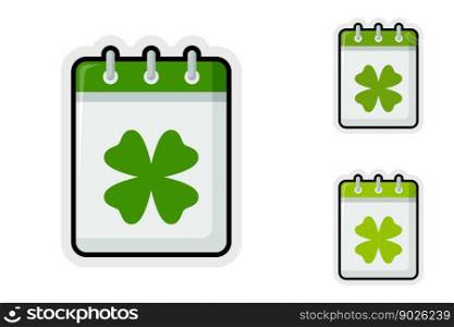 Note sticker set with Calendar with Clover