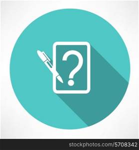 note with question icon. Flat modern style vector illustration