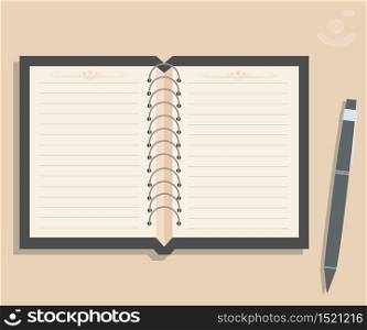 Notebook and pen Vector illustration