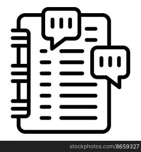 Notebook chat icon outline vector. Study case. Success learn. Notebook chat icon outline vector. Study case