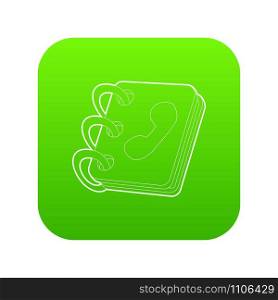 Notebook icon green vector isolated on white background. Notebook icon green vector