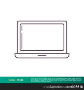 Notebook, Laptop Monitor Display Screen Icon Vector Logo Template Illustration Design. Vector EPS 10.