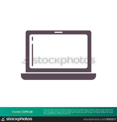 Notebook, Laptop Monitor Display Screen Icon Vector Logo Template Illustration Design. Vector EPS 10.