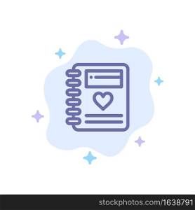 Notebook, Love, Heart, Wedding Blue Icon on Abstract Cloud Background