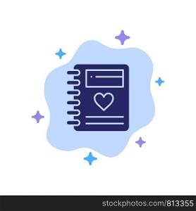 Notebook, Love, Heart, Wedding Blue Icon on Abstract Cloud Background