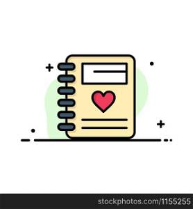 Notebook, Love, Heart, Wedding Business Logo Template. Flat Color
