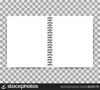 Notebook mock up with place for your text or image. Blank mock up with shadow. Vector stock illustration.