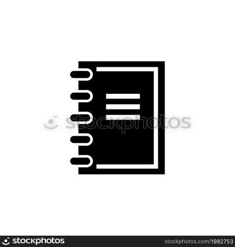 Notebook. Notepad. Flat Vector Icon. Simple black symbol on white background. Notebook. Notepad Flat Vector Icon