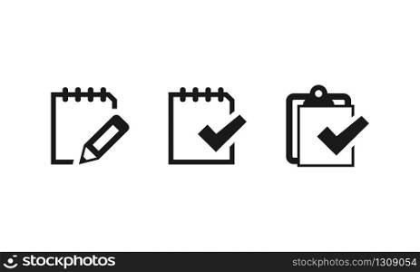 Notebook notes icons set. Vector EPS 10