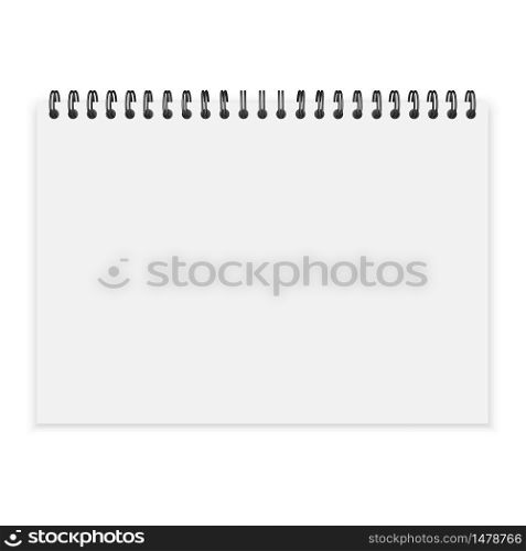 Notebook on a spiral.Vector image of notepad in mocap style. Empty, closed copybook. Stock image.