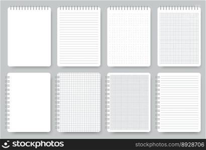 Notebook page set notepad lined and dots paper vector image