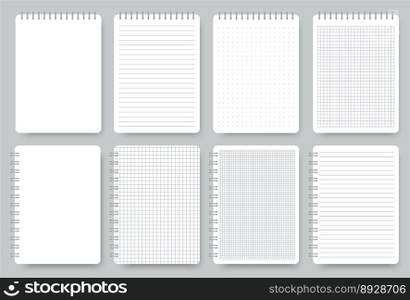Notebook page set notepad lined and dots paper vector image