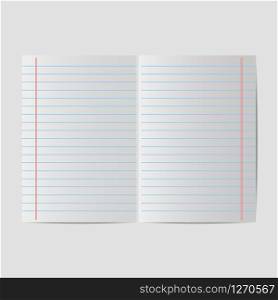 Notebook paper. Lined paper blank sheet vector