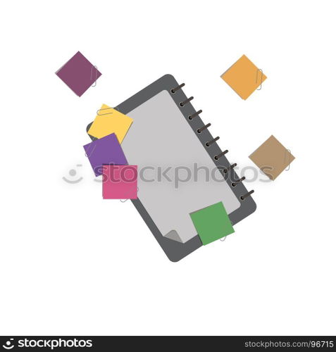 Notebook paper notepad vector note white background isolated flat