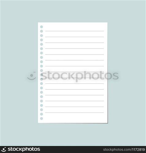 Notebook paper sheet. Blank paper notepad in line. Notebook paper sheet. Blank paper notepad