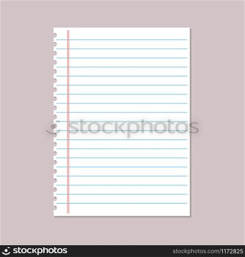 Notebook paper sheet. Blank paper notepad in line vector. Notebook paper sheet. Blank paper notepad in line