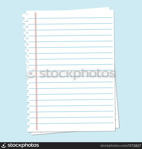 Notebook paper sheet. Blank paper notepad in line vector. Notebook paper sheet. Blank paper notepad in line