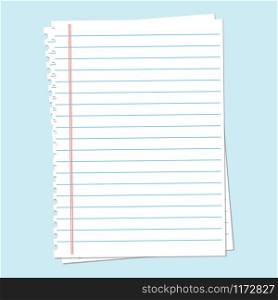 Notebook paper sheet. Blank paper notepad in line vector. Notebook paper sheet. Blank paper notepad in line