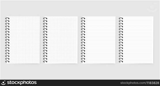 Notebook set with shadow isolated on grey background