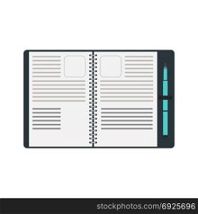 Notebook spiral pen vector notepad book. Note white isolated design diary background blank illustration template