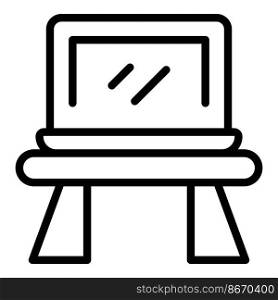 Notebook stand icon outline vector. Laptop adjustable. Posture meeting. Notebook stand icon outline vector. Laptop adjustable