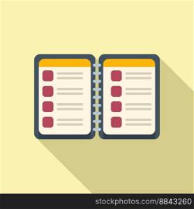 Notebook task schedule icon flat vector. Person event. Busy agenda. Notebook task schedule icon flat vector. Person event