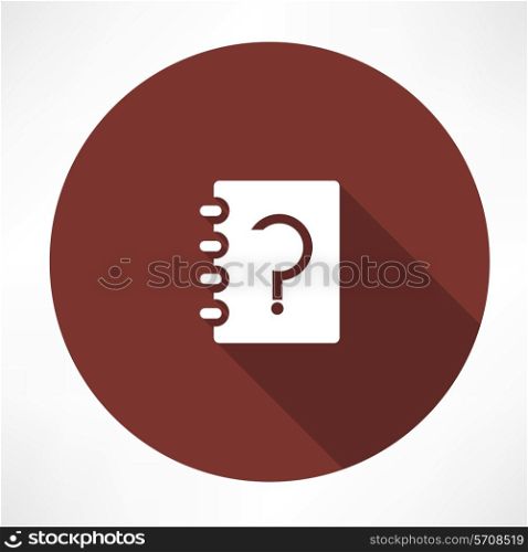 notebook whith question. Flat modern style vector illustration