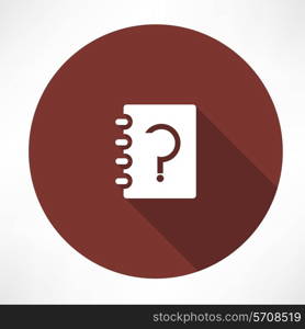notebook whith question. Flat modern style vector illustration