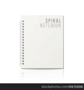 Notebook With Coil Spiral. Vector Spiral Notepad. Clean Mock Up For Your Design. Vector illustration. Notepad Blank Vector. 3D Realistic Notebook Mockup. Blank Notebook With Clean Cover